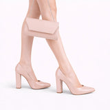 Bej Topuklu Ayakkabı Çanta Set RA-023 RUBRICA 