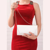 Beyaz Cilt Zincirli Abiye Çanta SH-01 RUBRICA 