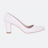 Beyaz Çupra Kısa Topuklu Ayakkabı MA-024
