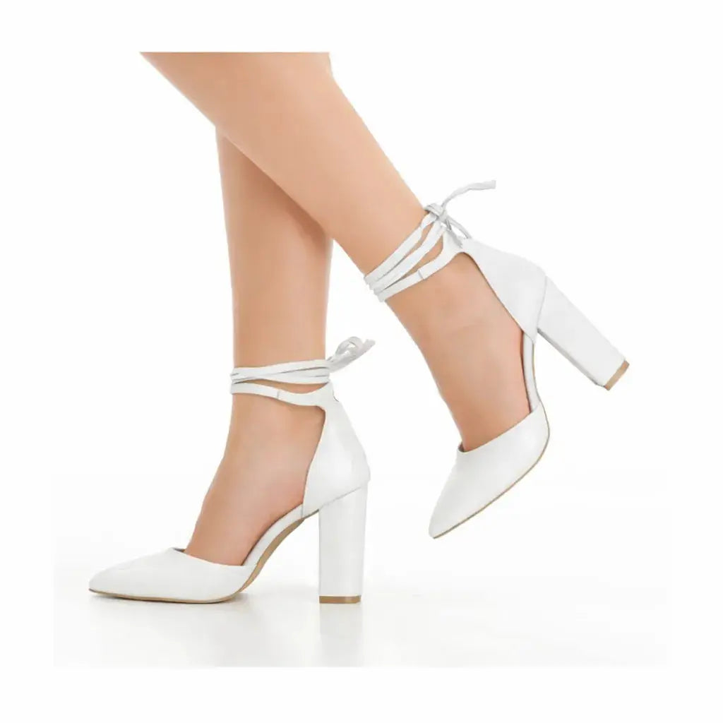 Beyaz İpli Topuklu Ayakkabı RA-040