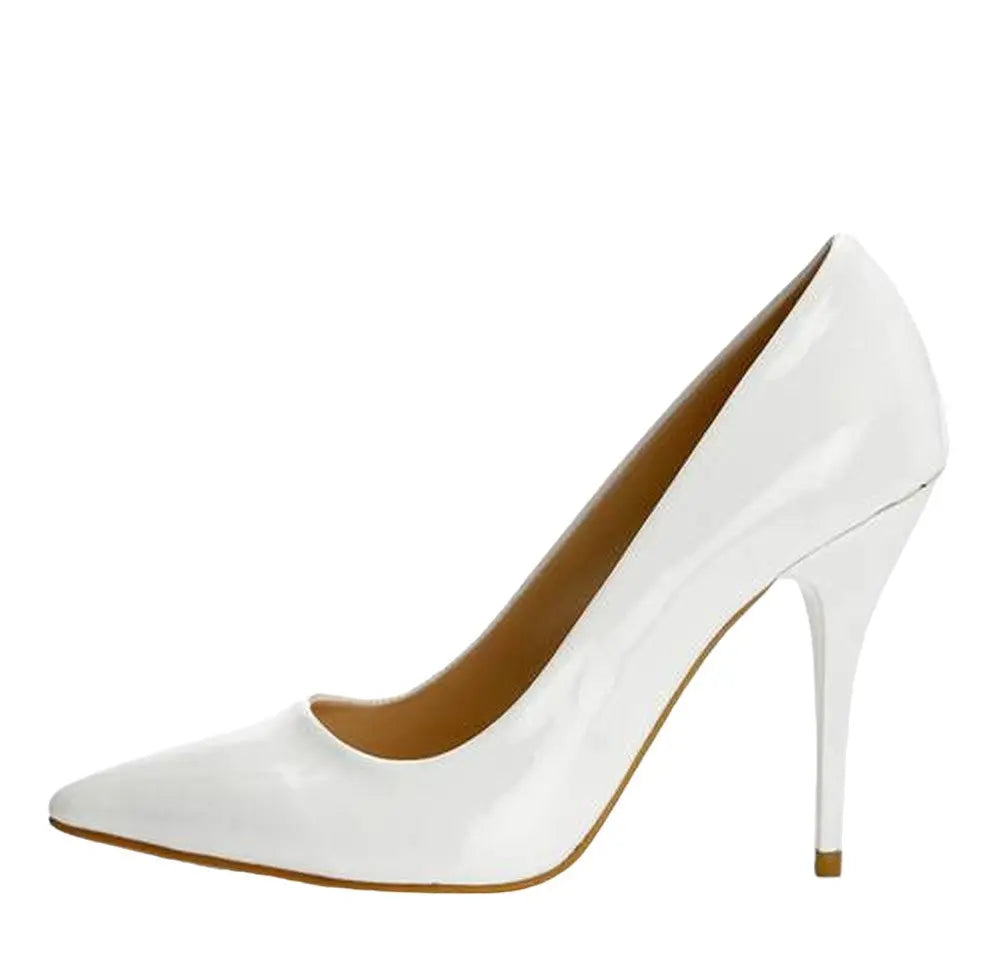 Beyaz Rugan İnce Topuklu Stiletto Ayakkabı MA-021