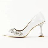 Beyaz Rugan Taş Detaylı Topuklu Ayakkabı RA-510