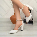 Beyaz Tek Bantlı Topuklu Ayakkabı RA-062