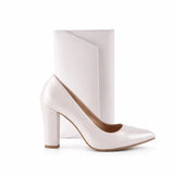 Beyaz Topuklu Ayakkabı Çanta Set RA-023 RUBRICA 