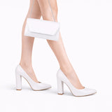 Beyaz Topuklu Ayakkabı Çanta Set RA-023 RUBRICA 