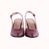 Bordo Bilekten Bağlamalı Kalın Topuklu Ayakkabı MA-028