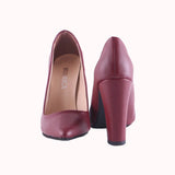 Bordo Kadın Kalın Topuklu Ayakkabı MA-023