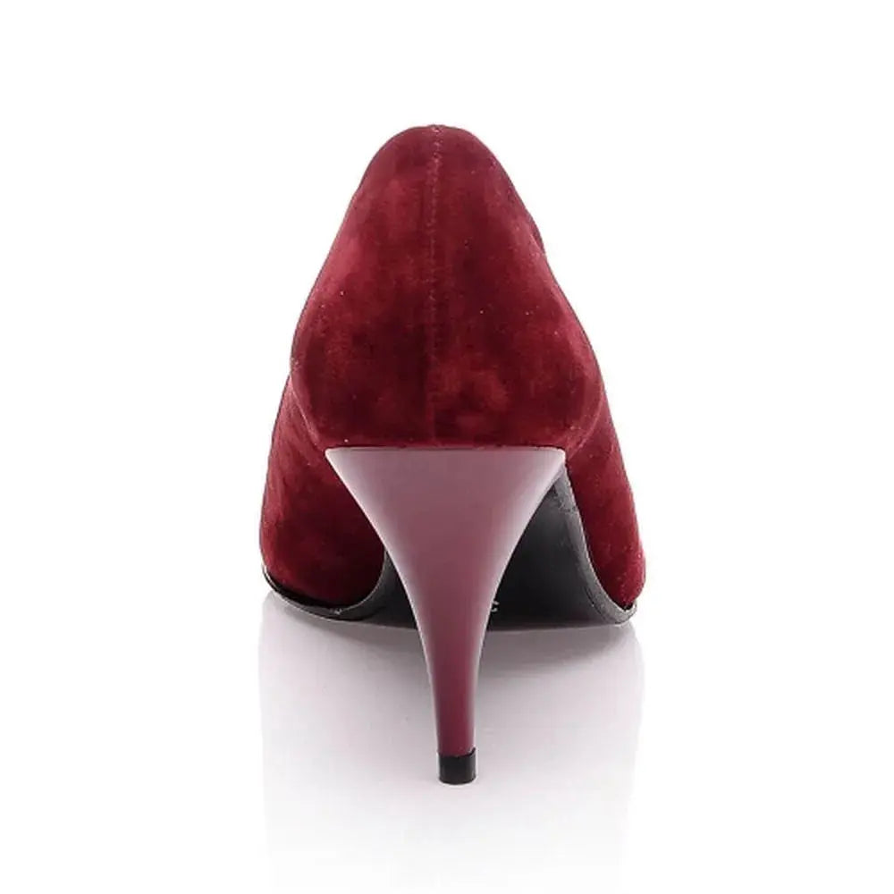Bordo Süet 7 cm Topuklu Ayakkabı MA-017