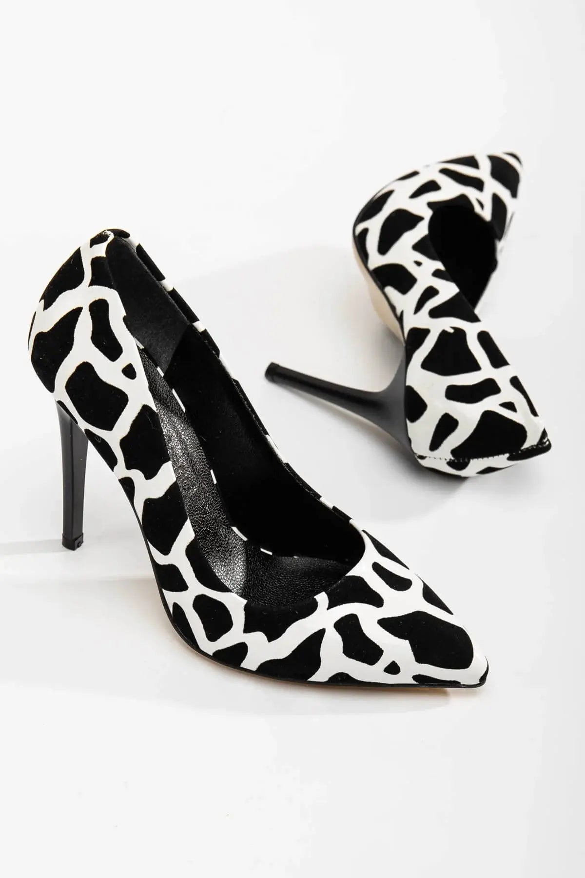 Dalmaçya Baskı Stiletto Ayakkabı Çanta Takım RA-021 RUBRICA 