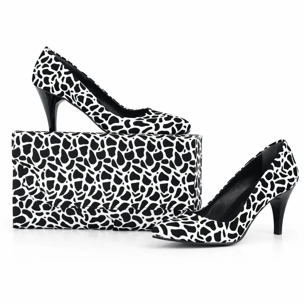 Dalmaçya Baskı Topuklu Ayakkabı Çanta Takım RA-017 RUBRICA 