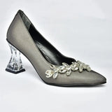 Platinum Rhinestone Low Heel Wedding Shoes RA-050 image 5