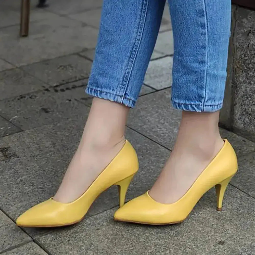 Yellow Low Heel Pumps for Women MA-017 image 1