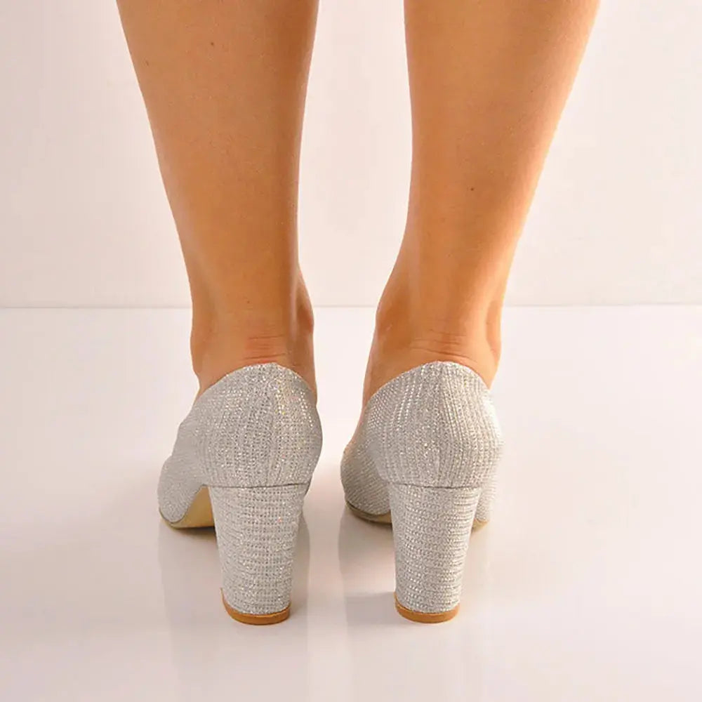 Silver Low Heel Dress Shoes Women MA-024 image 2