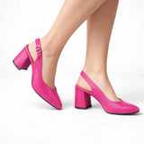 Fuşya Bilekten Bağlamalı Kalın Topuklu Ayakkabı MA-028