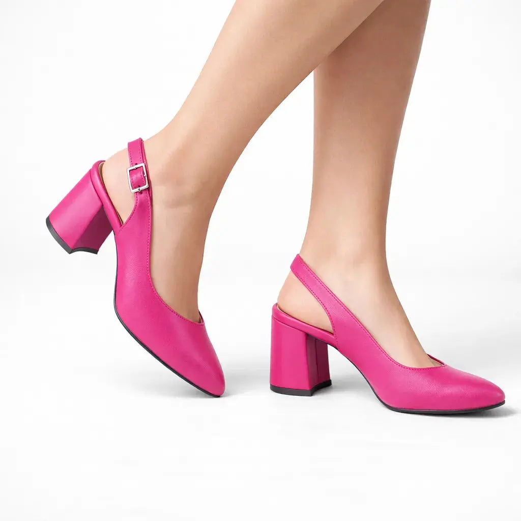 Fuşya Bilekten Bağlamalı Kalın Topuklu Ayakkabı MA-028
