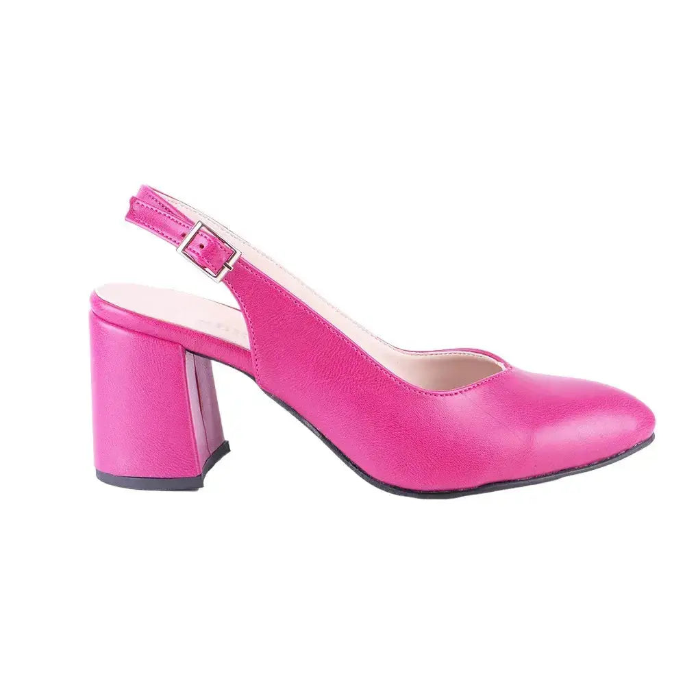 Fuşya Bilekten Bağlamalı Kalın Topuklu Ayakkabı MA-028