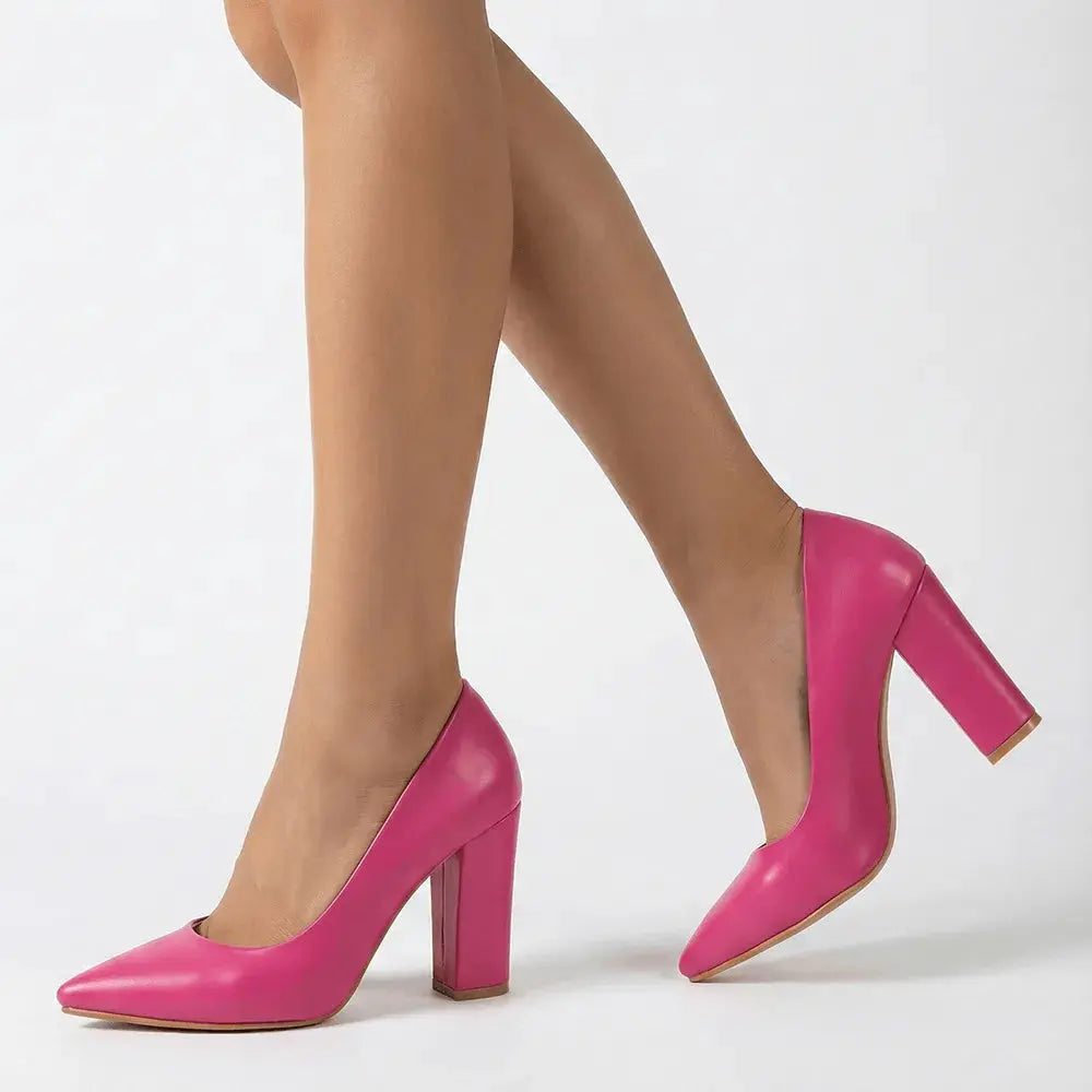 Fuşya Kadın Kalın Topuklu Ayakkabı MA-023