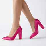 Fuşya Saten Topuklu Ayakkabı Çanta Set RA-023 RUBRICA 