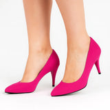 Fuşya Süet 7 cm Topuklu Ayakkabı MA-017