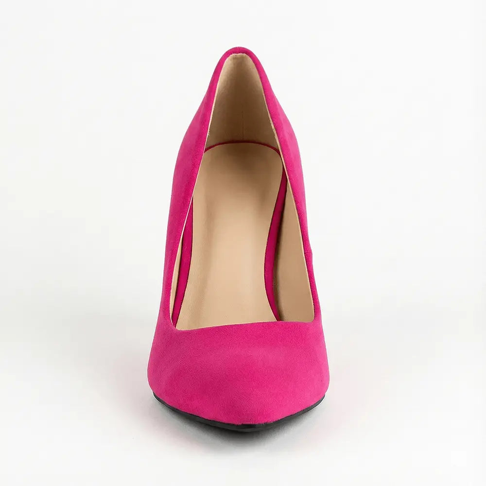 Fuşya Süet 7 cm Topuklu Ayakkabı MA-017