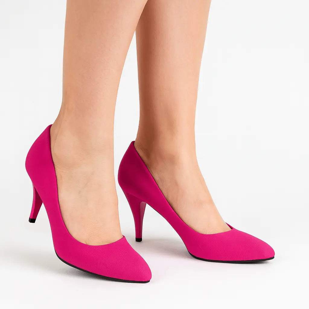 Fuşya Süet 7 cm Topuklu Ayakkabı MA-017