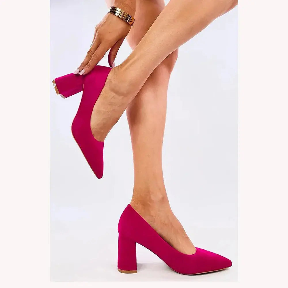 Fuşya Süet Kısa Topuklu Ayakkabı MA-024