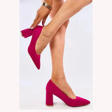 Fuşya Süet Kısa Topuklu Ayakkabı MA-024
