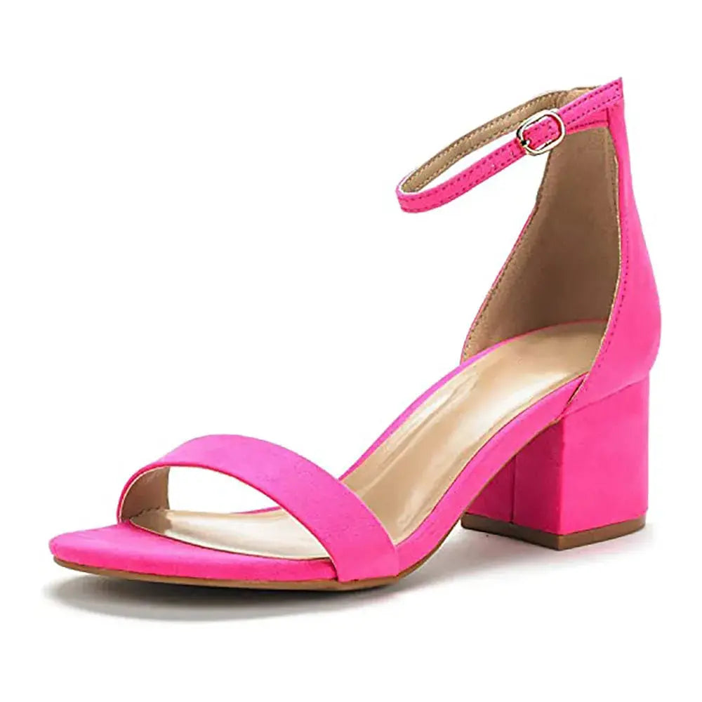 Fuşya Süet Tek Bant Topuklu Ayakkabı RA-155