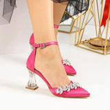 Fuşya Taşlı Bilekten Bağlamalı Topuklu Ayakkabı RA-561
