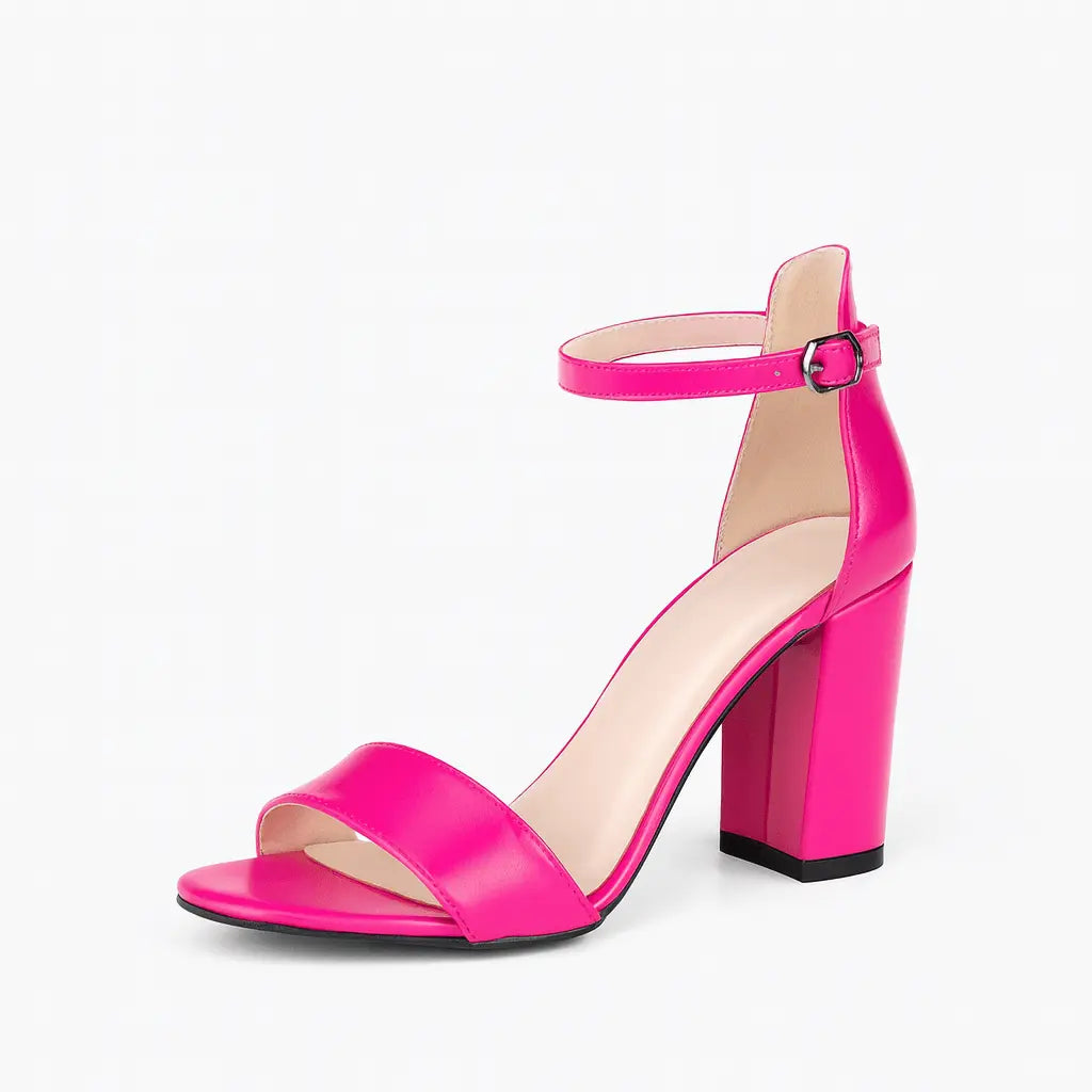 Fuşya Tek Bant Kalın Topuklu Ayakkabı MA-030