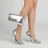 Gümüş Abiye Ayakkabı ve Çanta Kombin RA-021 RUBRICA 