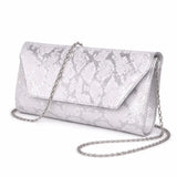 Gümüş Baskı Alçak Topuklu Ayakkabı Çanta Takım RA-017