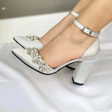 Gümüş Taşlı Bilekten Bağlamalı Topuklu Ayakkabı RA-8001