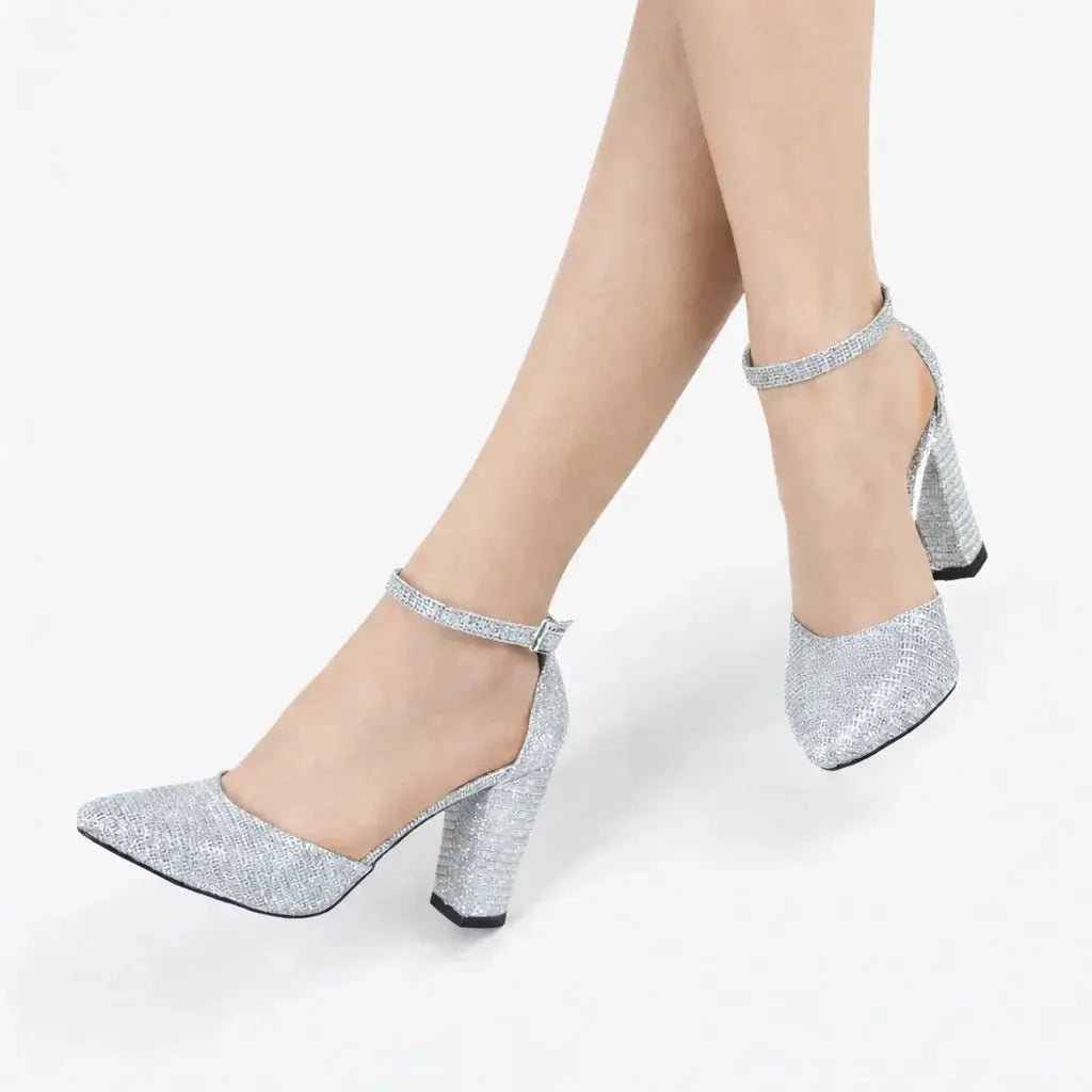 Gümüş Tek Bantlı Topuklu Ayakkabı RA-062