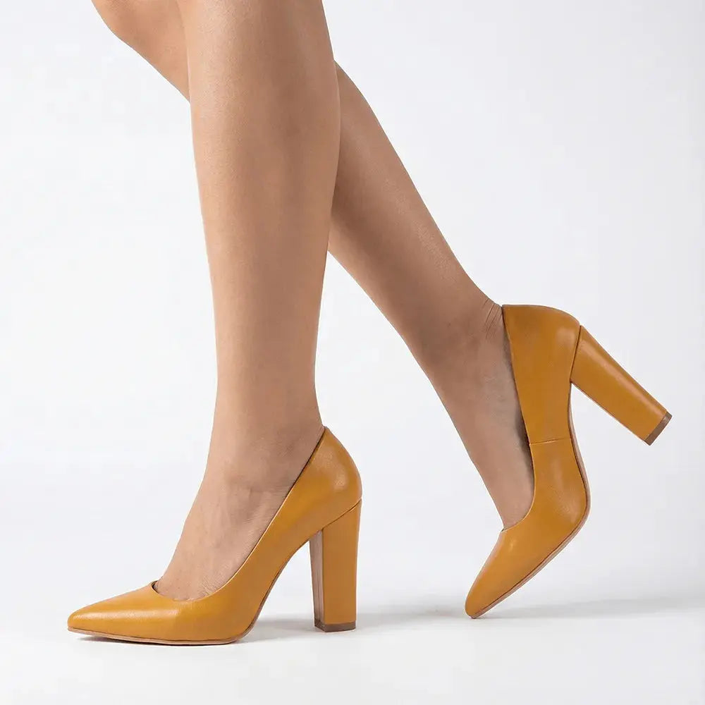 Hardal Kadın Kalın Topuklu Ayakkabı MA-023