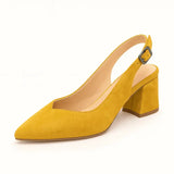 Hardal Süet Bilekten Bağlamalı Kalın Topuklu Ayakkabı MA-028