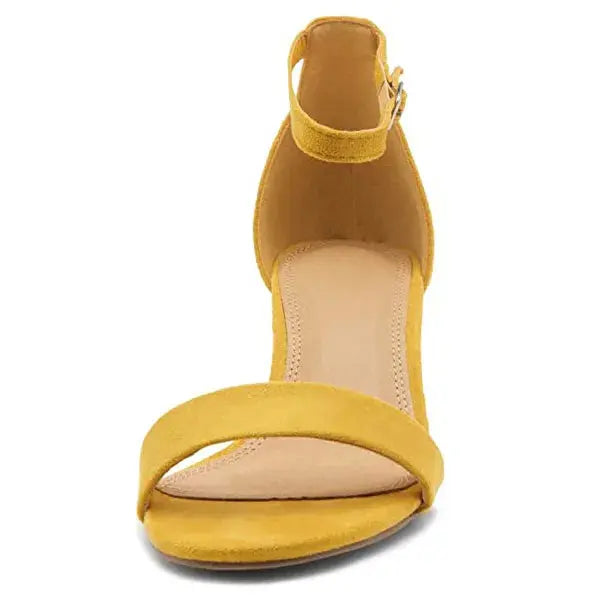 Hardal Süet Tek Bant Topuklu Ayakkabı RA-155