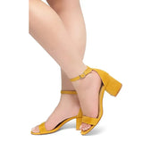 Hardal Süet Tek Bant Topuklu Ayakkabı RA-155