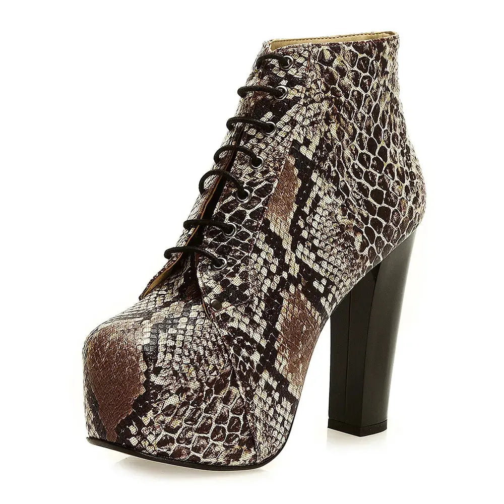 Kahverengi Kalın Topuklu Bağcıklı Platform Bot RA-010