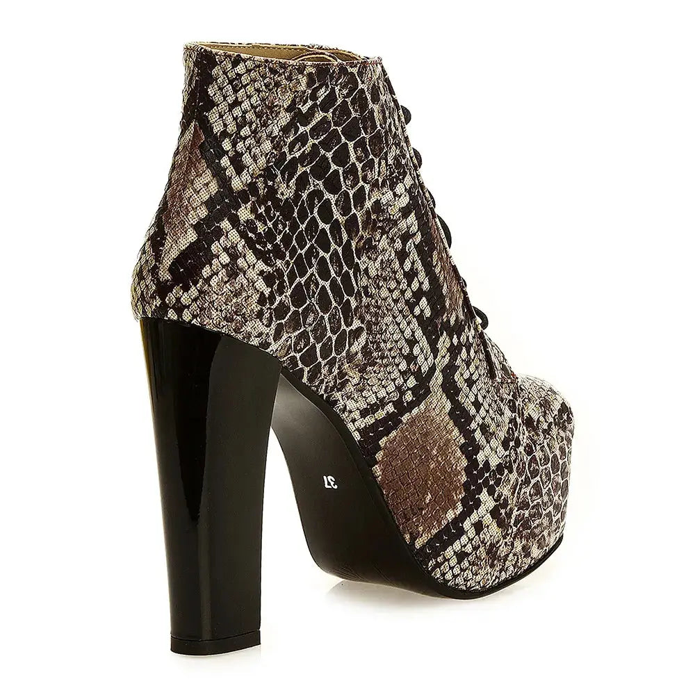 Kahverengi Kalın Topuklu Bağcıklı Platform Bot RA-010