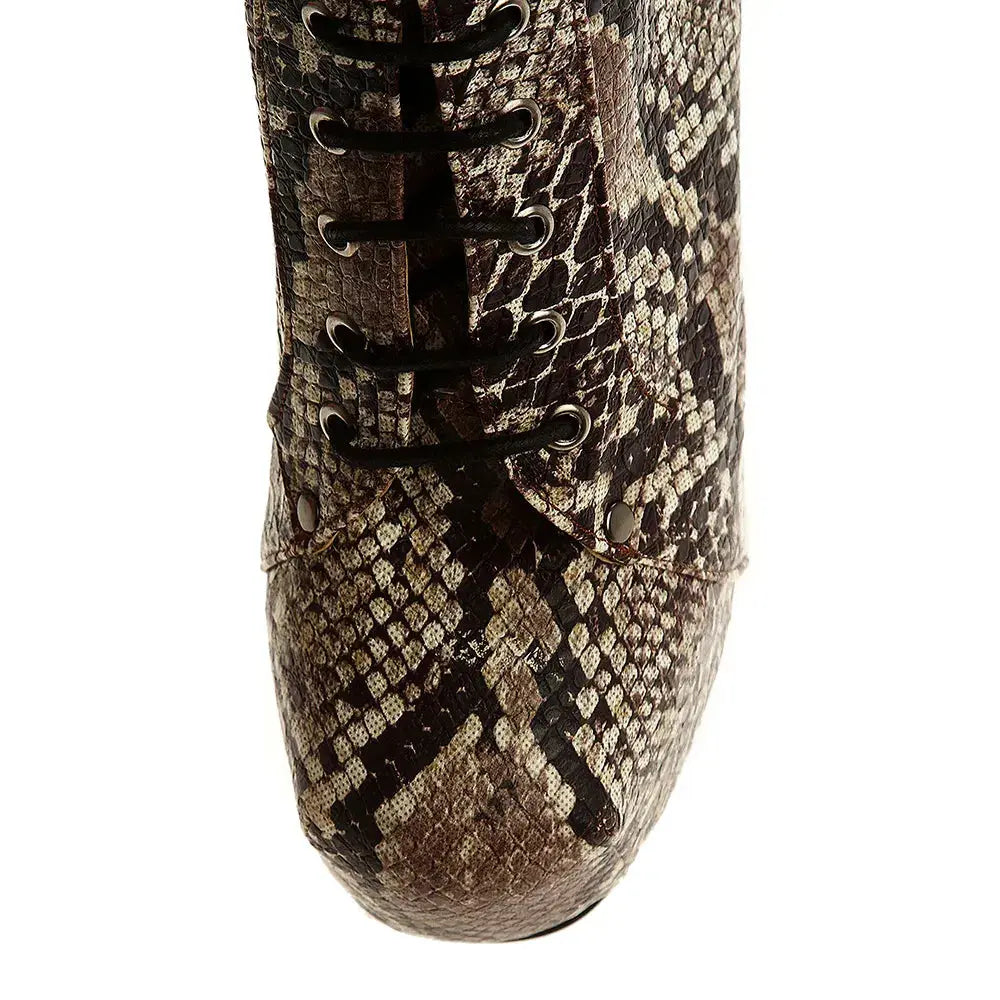 Kahverengi Kalın Topuklu Bağcıklı Platform Bot RA-010