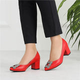 Kırmızı Alçak Topuklu Taşlı Abiye Ayakkabı RA-1620