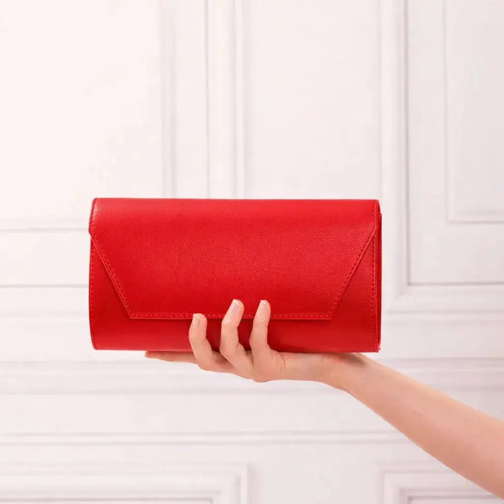 Kırmızı Cilt Zincirli Abiye Çanta SH-01 RUBRICA 