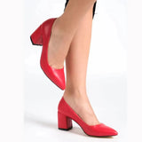 Kırmızı Kısa Topuklu Ayakkabı MA-024