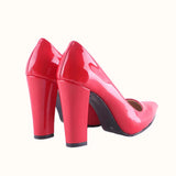Kırmızı Rugan Kadın Kalın Topuklu Ayakkabı MA-023
