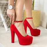 Kırmızı Süet Platform Topuklu Ayakkabı RA-304