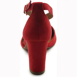 Kırmızı Süet Tek Bantlı Topuklu Ayakkabı RA-062
