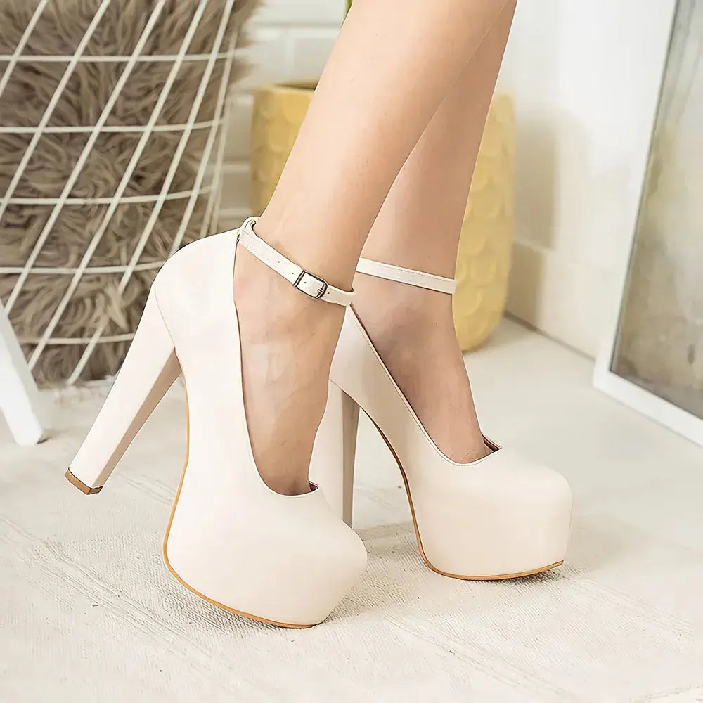 Krem Platform Topuklu Ayakkabı RA-304