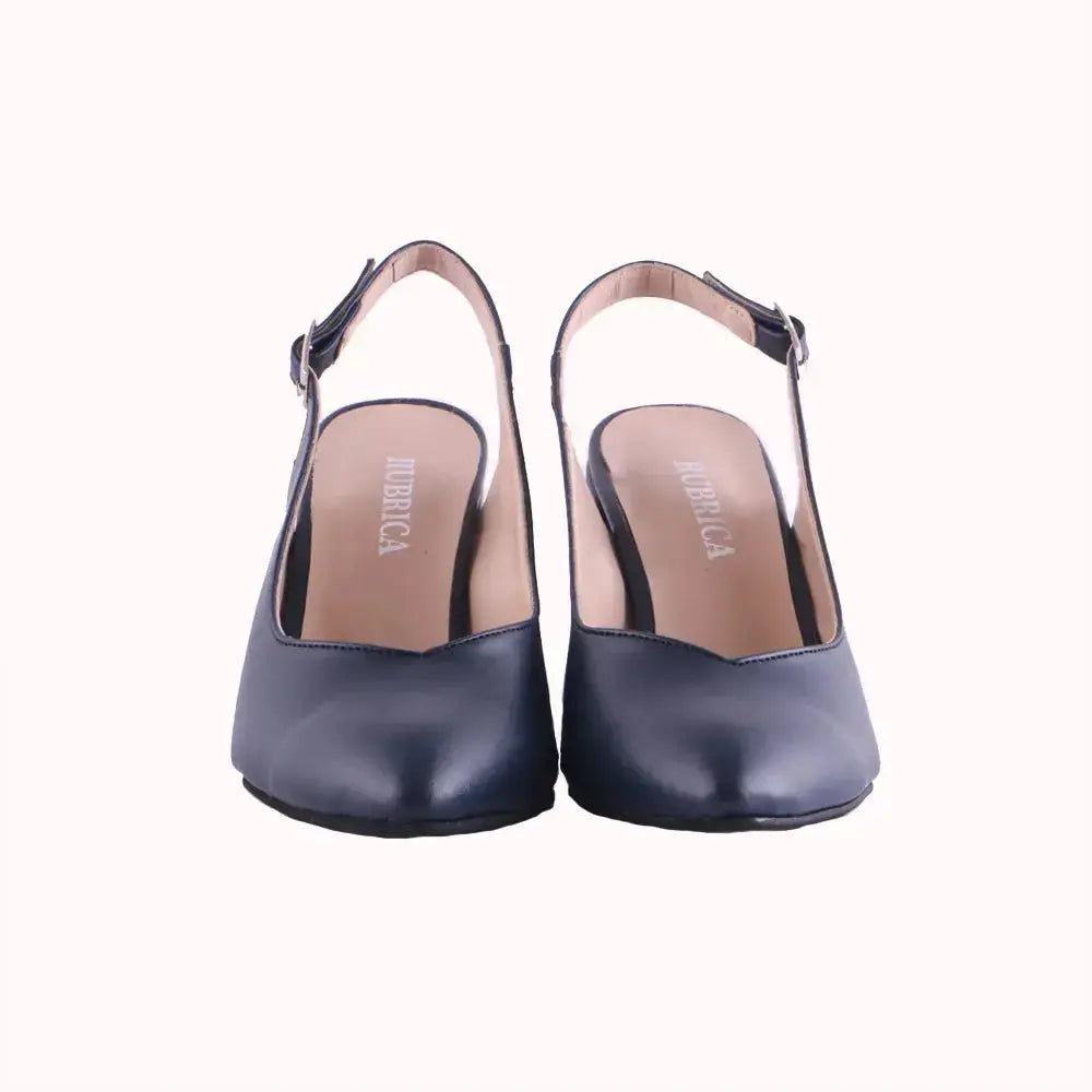 Lacivert Bilekten Bağlamalı Kalın Topuklu Ayakkabı MA-028