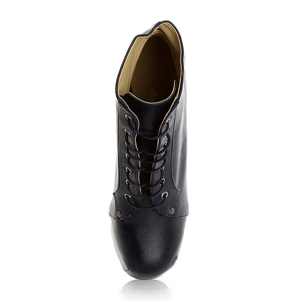 Lacivert Kalın Topuklu Bağcıklı Platform Bot RA-010